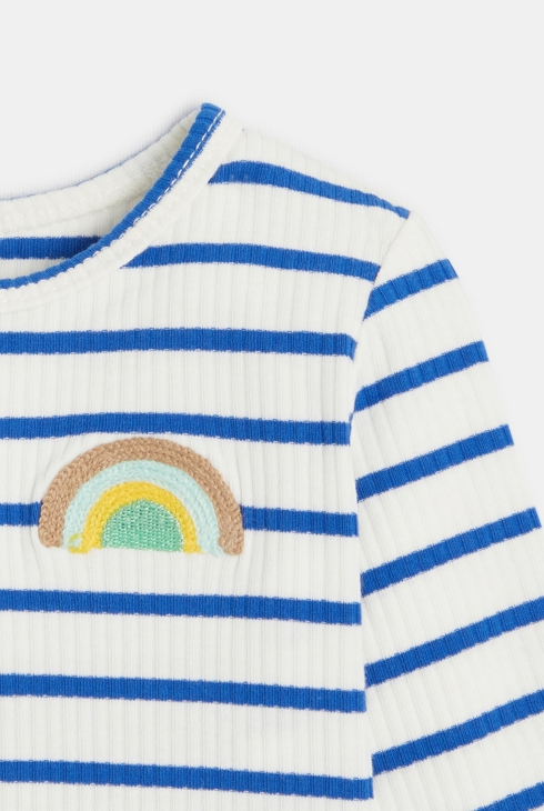 T-shirt bébé rayé bleu/écru Catimini