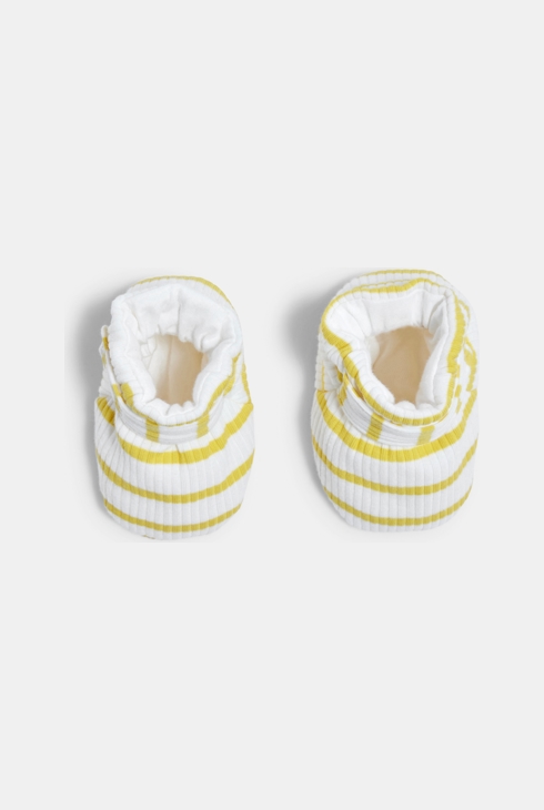 Chaussons bébé rayé écru/jaunes Catimini