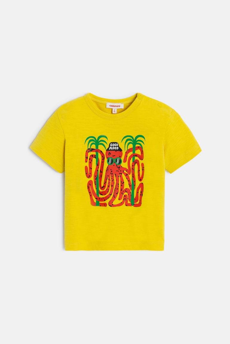 T-shirt bébé garçon jaune pieuvre Catimini 1