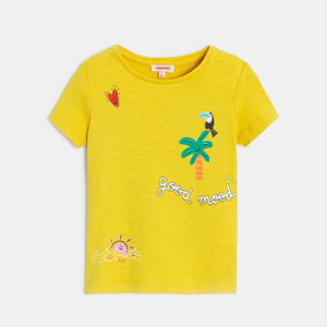 T-shirt bébé fille jaune imprimé exotique Catimini 1