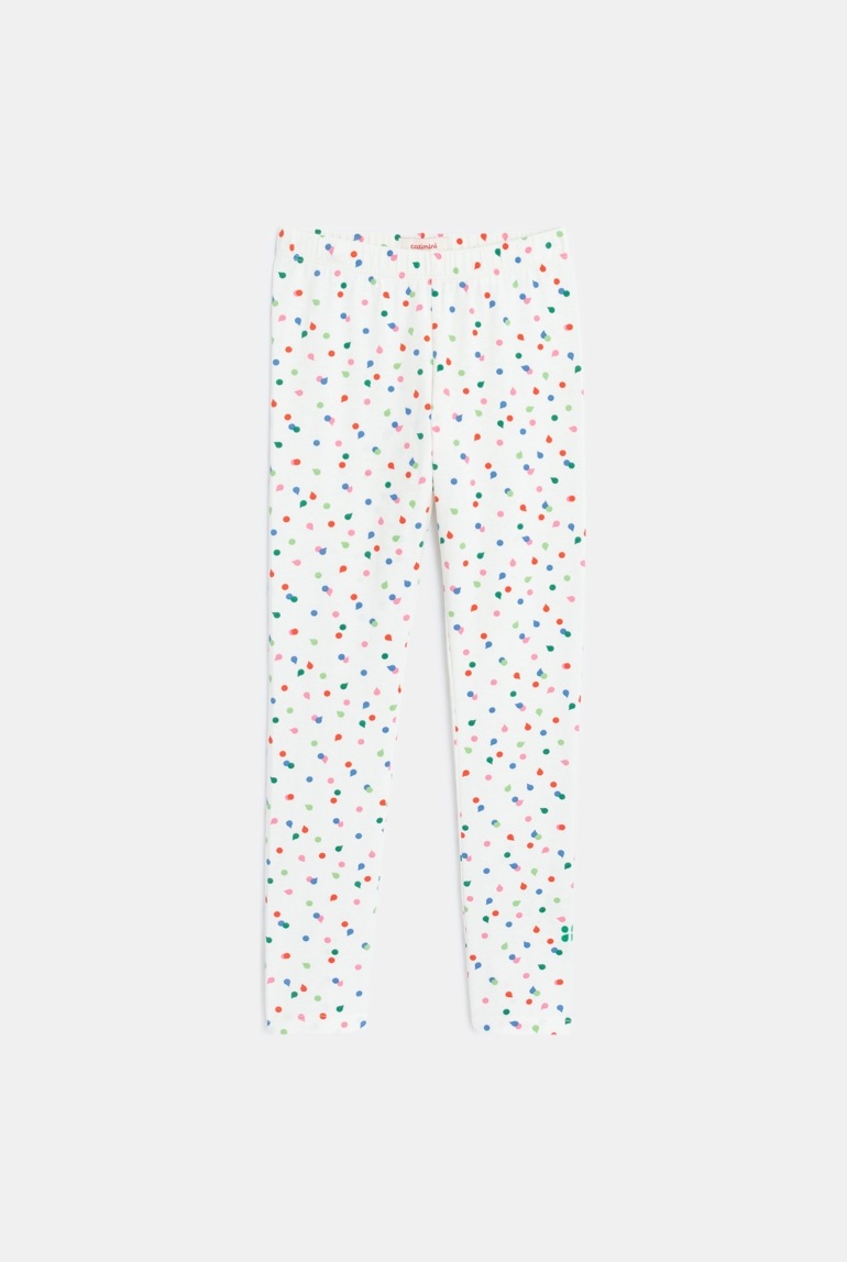 Legging fille blanc à pois en coton recyclé Catimini 1