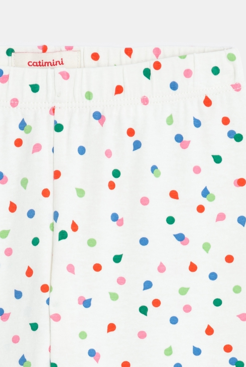 Legging fille blanc à pois en coton recyclé Catimini