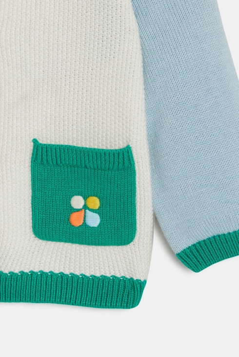 Cardigan bébé écru et vert Catimini