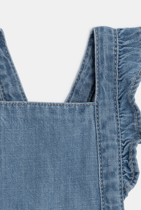 Robe tablier bébé fille en jean délavé bleue Catimini
