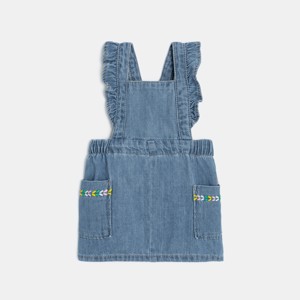 Robe tablier bébé fille en jean délavé bleue Catimini 1