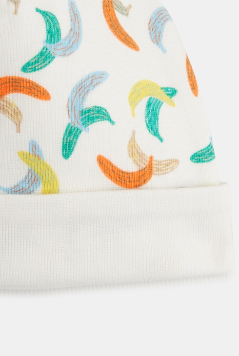 Bonnet bébé réversible blanc ivoire à motifs bananes Catimini 2