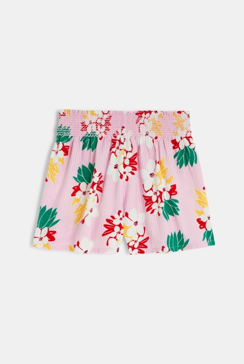 Jupe-short bébé fille rose fleurs exotiques Catimini