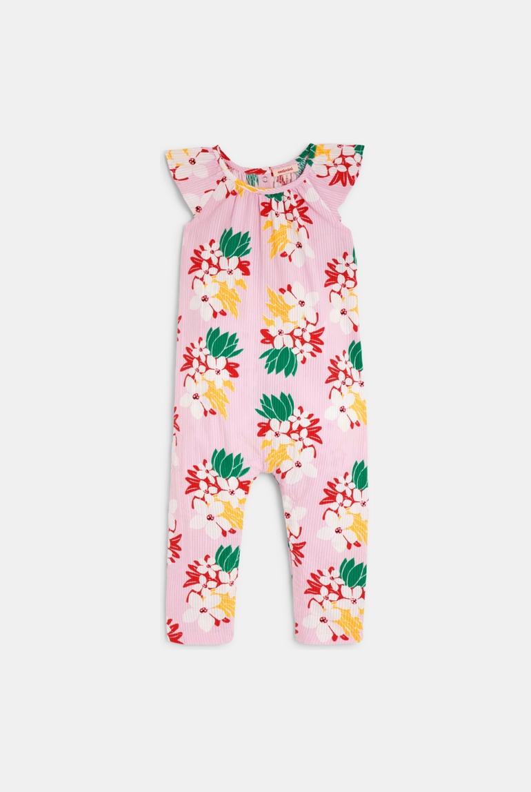 Rosa Baby-Jumpsuit mit exotischen Blumen für Mädchen Catimini 1