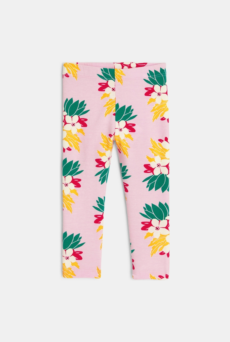 Rosa Baby-Leggings mit exotischen Blumen für Mädchen Catimini 1