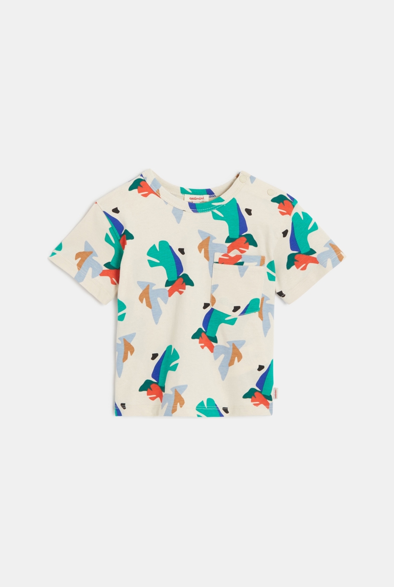 T-shirt bébé garçon feuilles géométriques beige Catimini 1