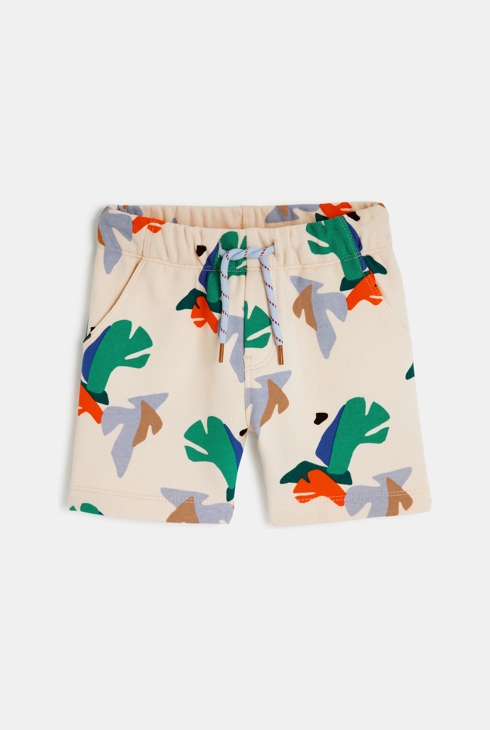 Baby-Bermudashorts Catimini in Beige und mit geometrischen Blättermustern für Jungen 1