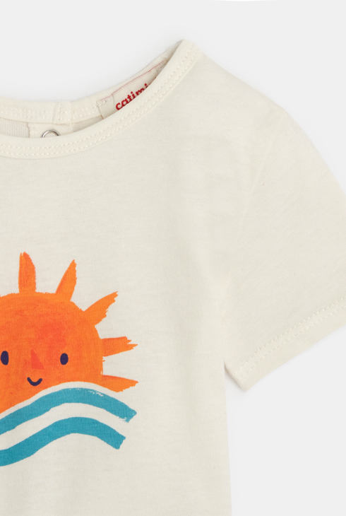 T-shirt bébé garçon blanc à motif soleil en coton recyclé Catimini