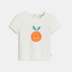 T-shirt bébé fille blanc à motif orange naissance Catimini 1