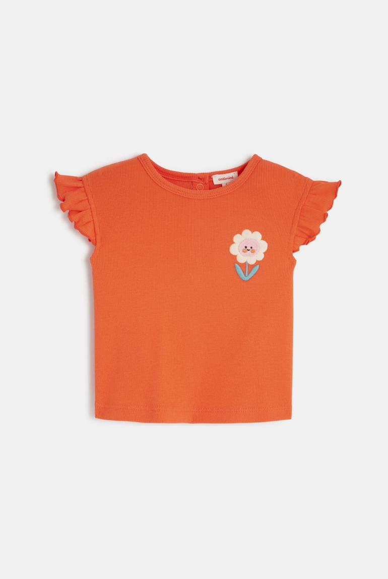 T-shirt bébé fille rouge à motif fleur Catimini 1