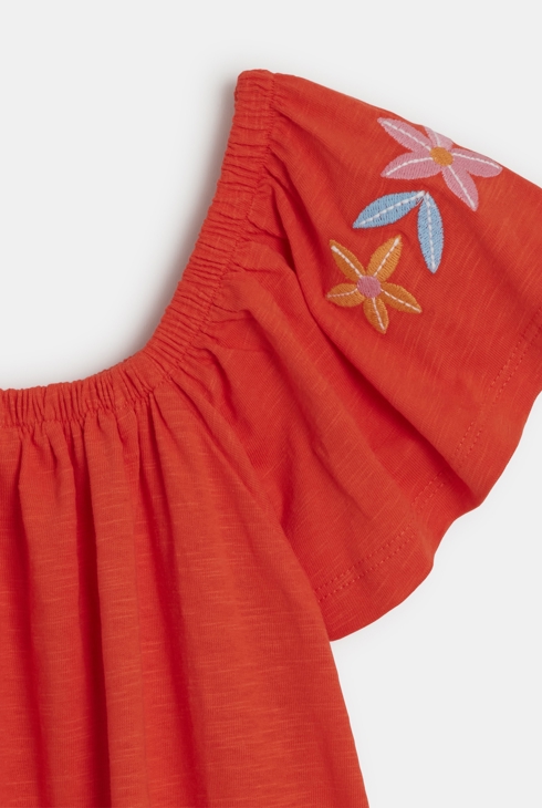 Robe fille rouge à broderies Catimini