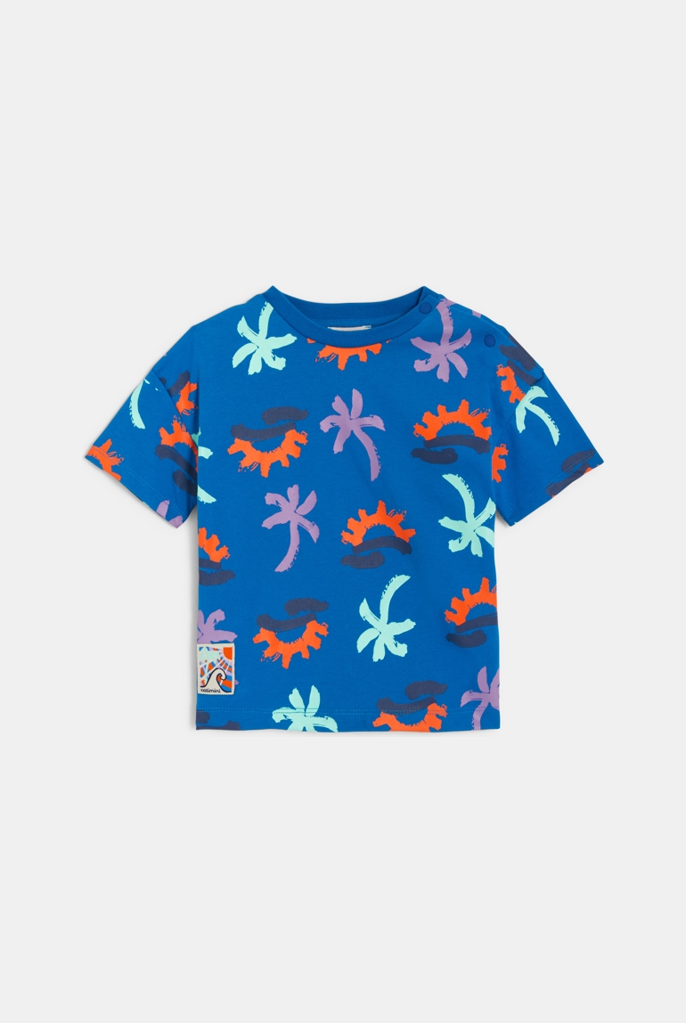 T-shirt bébé garçon bleu à imprimés palmiers Catimini 1