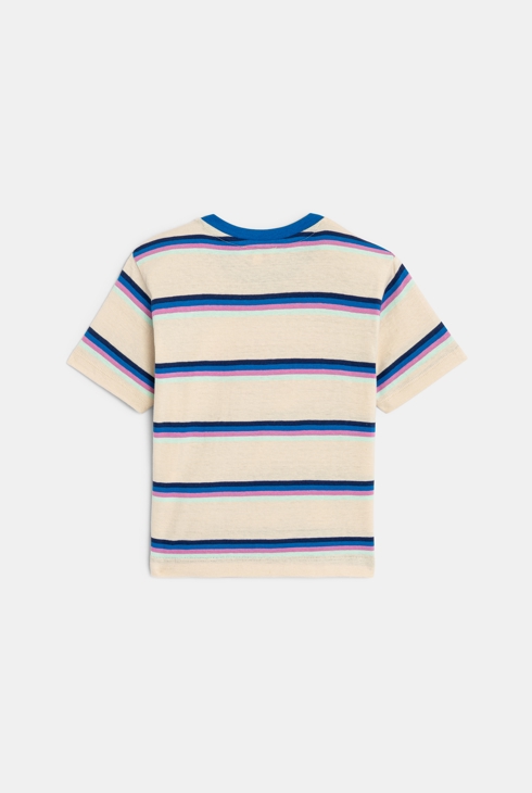 T-shirt bébé garçon rayé bleu à message Catimini