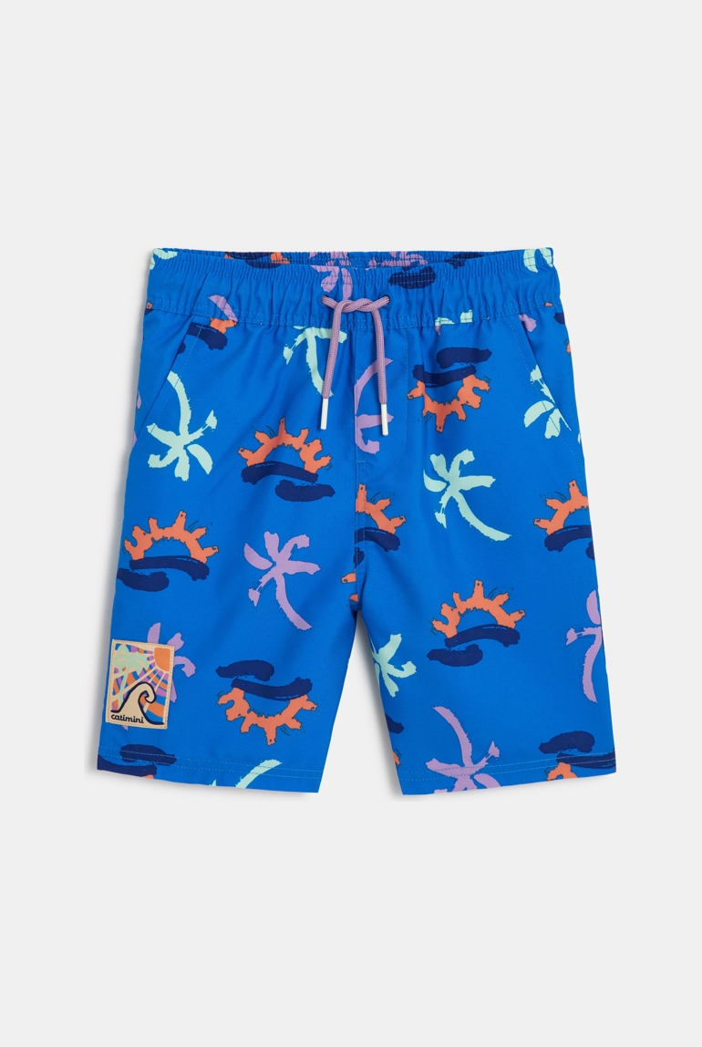 Short de bain garçon bleu à motifs palmiers Catimini 1