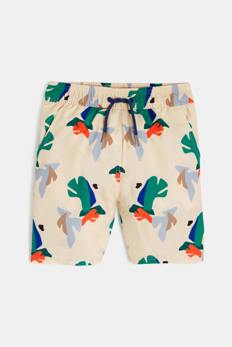 Badehose Catimini in Beige und mit geometrischen Blättermustern für Jungen 1
