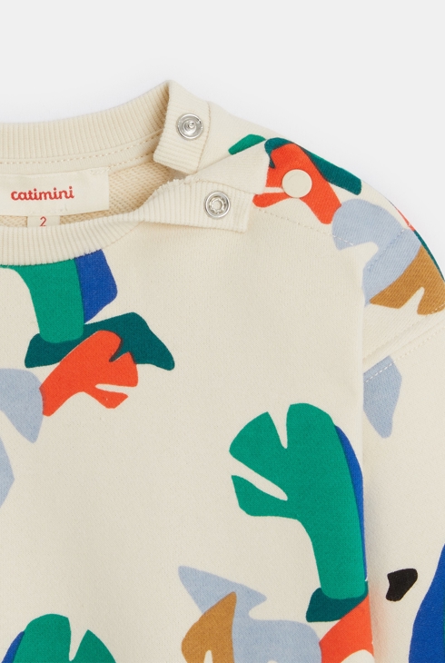Sweat bébé garçon feuilles géométriques beige Catimini