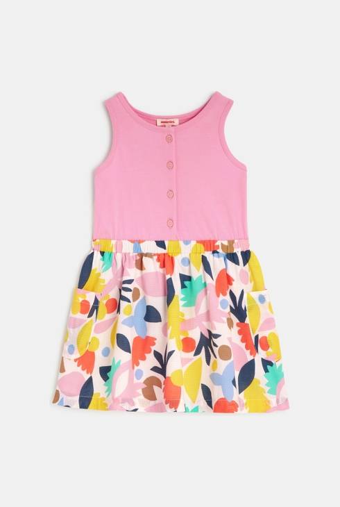 Babykleid in Weiß und Rosa mit abstrakten Motiven für Mädchen Catimini 1