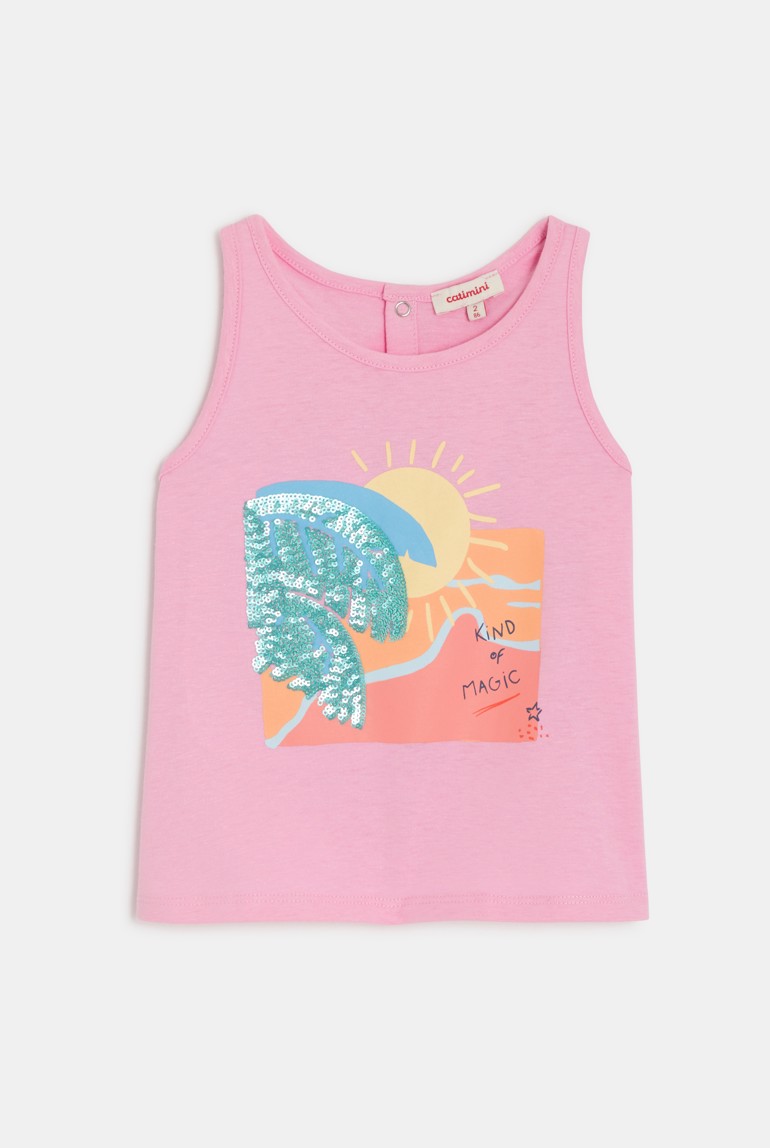 Débardeur bébé fille rose imprimé plage Catimini 1