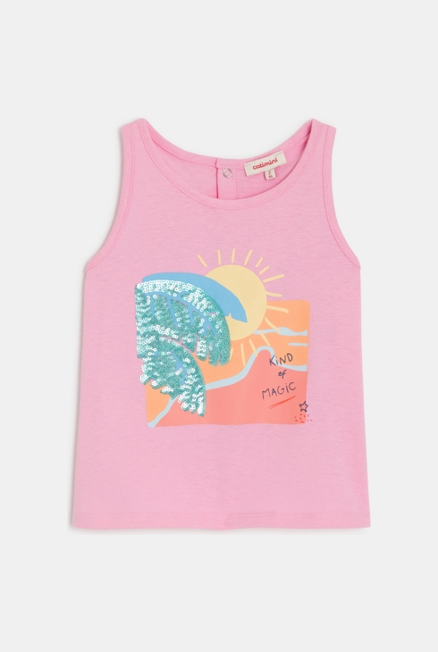 Rosa Baby-Tanktop mit Strand-Druck für Mädchen Catimini 1