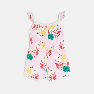 Combishort bébé fille rose fleurs exotiques Catimini 1