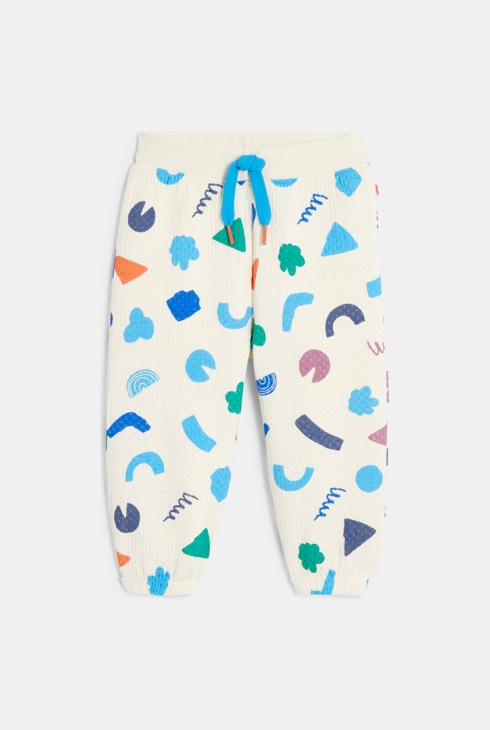 Joggers bianchi in maglia pointelle con motivi bianchi Catimini per neonato 1