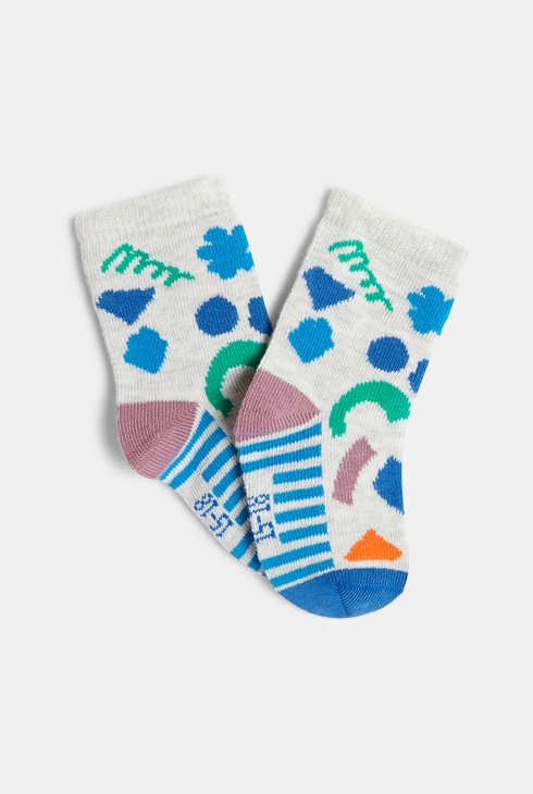 Chaussettes bébé motifs inspiration terrazo grises Catimini