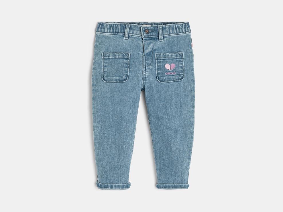Blaue Babyjeans aus Denim mit Vordertaschen für Mädchen Catimini 1