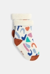 Chaussettes bébé garçon fourrées sherpa motif terrazzo blanches Catimini