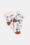 Chaussettes bébé garçon fourrées sherpa motif terrazzo blanches Catimini 2