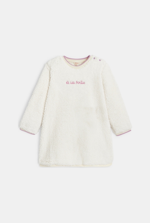 Robe bébé fille sherpa brodée blanche Catimini 1