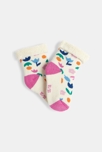Chaussettes bébé fille fourrées motif fleuri blanches Catimini 2
