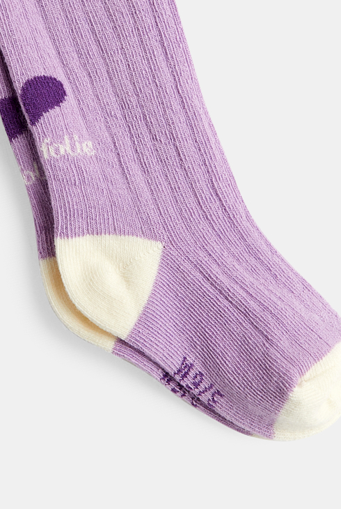 Collants bébé fille chauds maille côtelée cœur violets Catimini