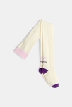 Collants bébé fille chauds maille côtelée cœur blancs Catimini