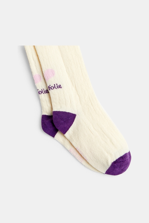 Collants bébé fille chauds maille côtelée cœur blancs Catimini