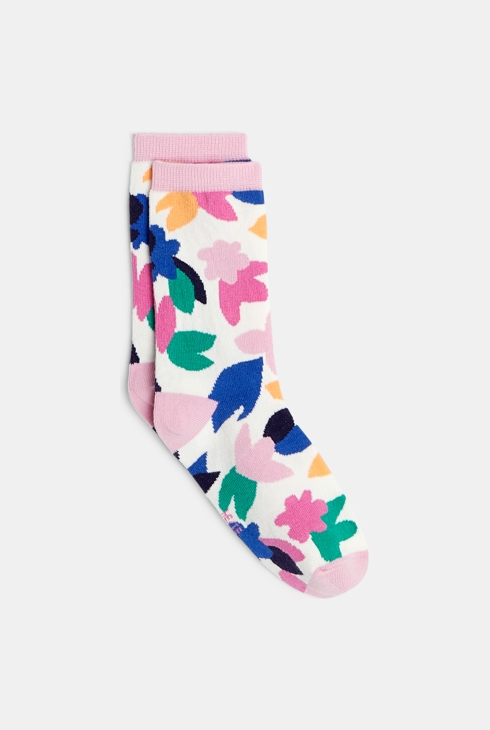 Calzini viola in jacquard ispirazione carta floreale ritagliata Catimini per bambina 1
