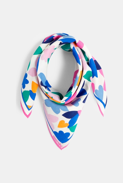 Foulard fille twill inspiration papier découpé fleuri blanc Catimini 1