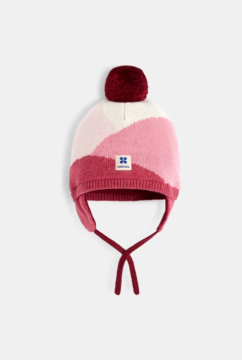 Bonnet péruvien bébé fille maille tricot doublée rose bonbon Catimini 1