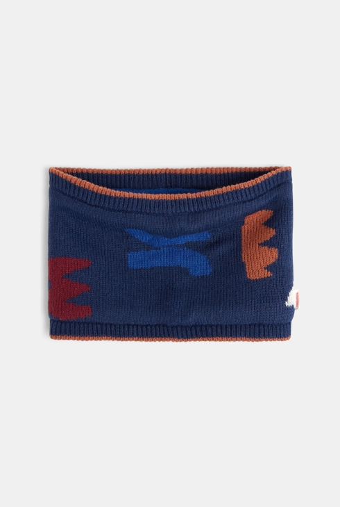 Snood blu notte lavorato a maglia e foderato con motivo terrazzo Catimini per bambino 1