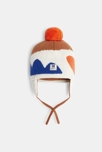 Bonnet péruvien bébé garçon maille tricot doublée crème Catimini