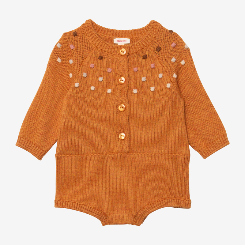 Catimini - Combi courte bébé fille tricot curcuma Catimini - Fille