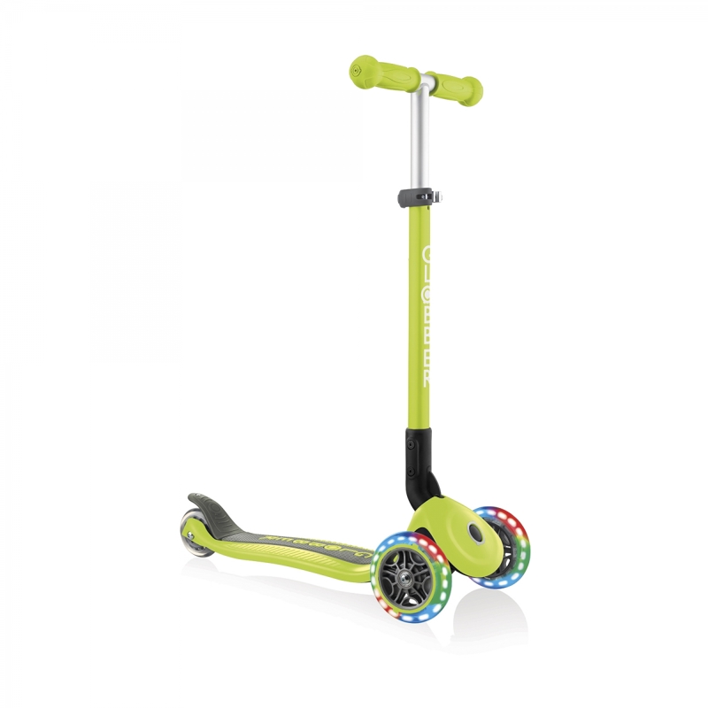 Globber - Trottinette PRIMO FOLDABLE LIGHTS 3 roues lumineuses, pliable - Vert - - Dès 3 ans