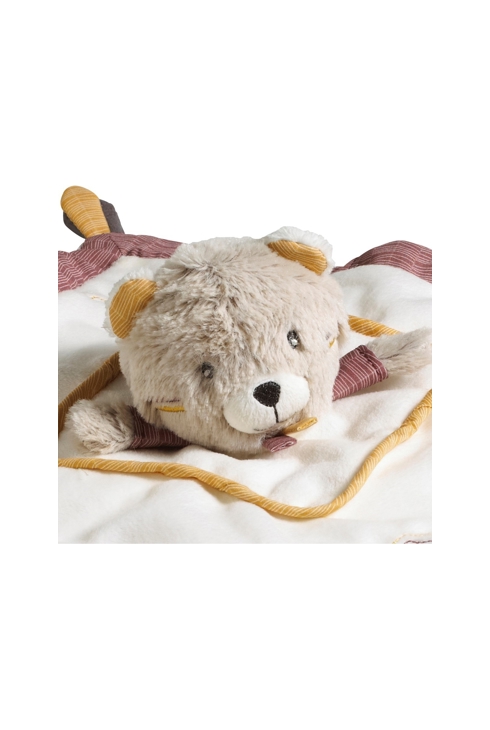 Doudou mouchoir Ours en velours beige