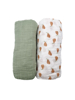 Lot de 2 draps housse 65x130 cm en coton bio