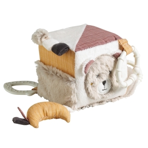 Cube d'activité bébé en velours beige 1