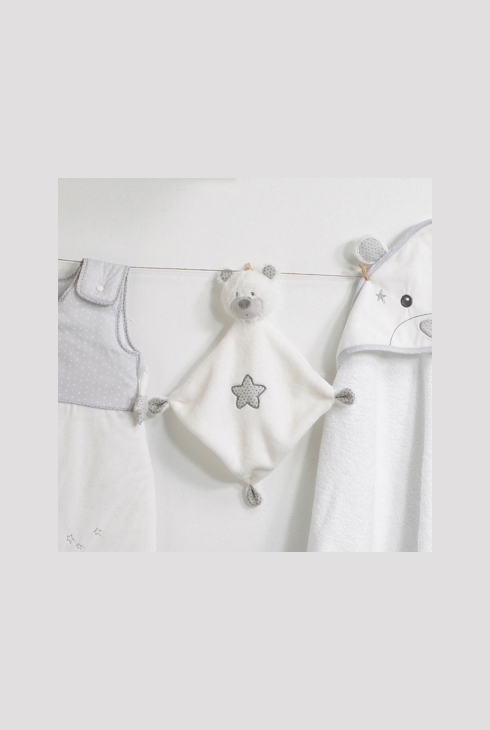 Doudou mouchoir Ours en velours blanc