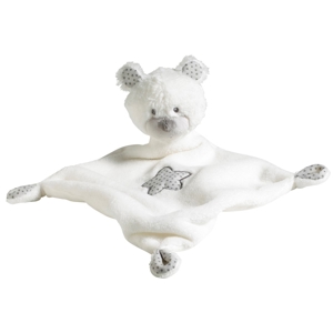 Doudou mouchoir Ours en velours blanc 1